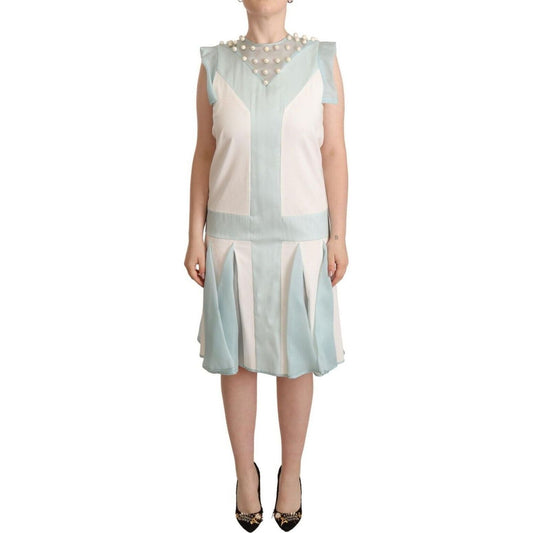 Sergei Grinko | Multicolor Faux Pearl Sleeveless Shift Midi Dress WOMAN DRESSES | McRichard Designer Brands