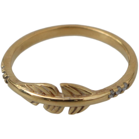Nialaya | Gold Feather Clear CZ 925 Silver Women Ring | McRichard Designer Brands