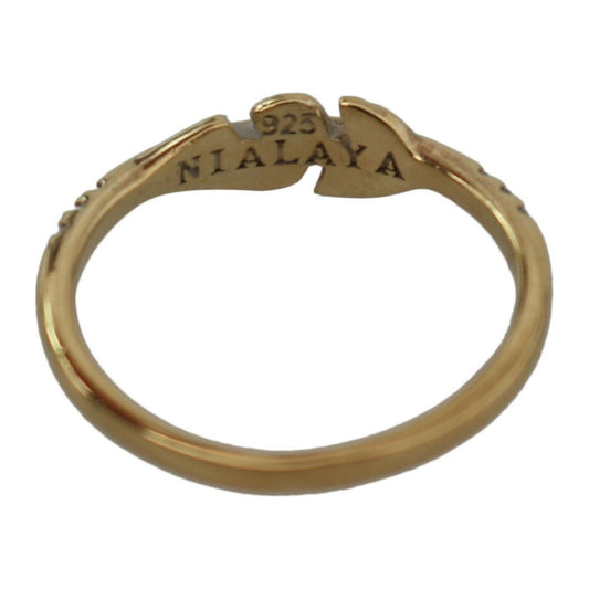 Nialaya | Gold Feather Clear CZ 925 Silver Women Ring | McRichard Designer Brands