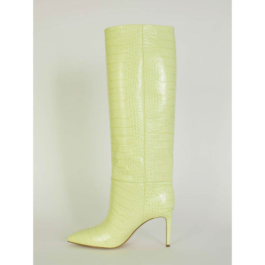 Paris Texas | Croco Leather Print in Lime Stiletto 85 Boot  | McRichard Designer Brands