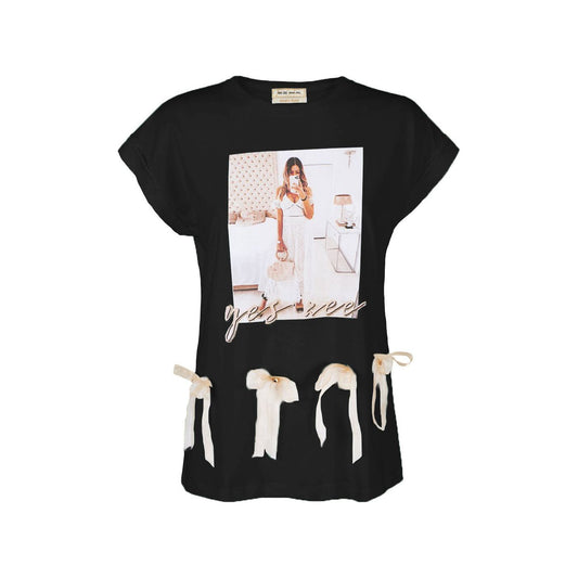Yes Zee | Black Cotton Tops & T-Shirt | McRichard Designer Brands