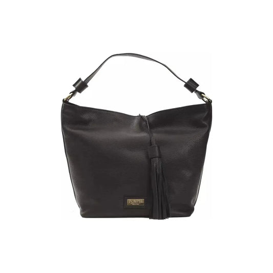 Pompei Donatella | Black Leather Shoulder Bag  | McRichard Designer Brands