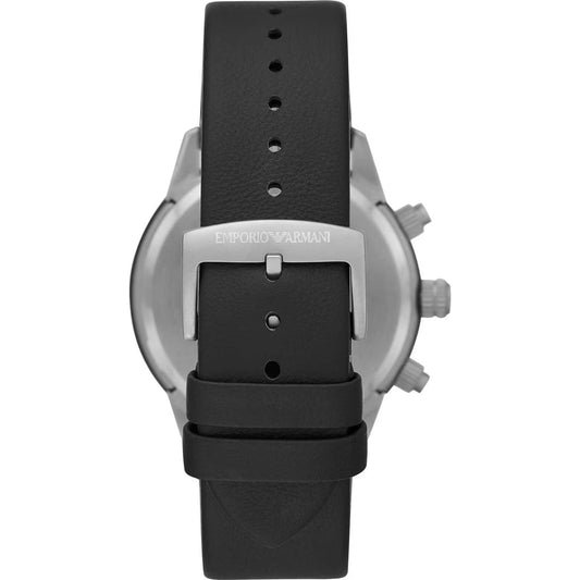 Emporio Armani | Black Leather Chronograph Watch  | McRichard Designer Brands
