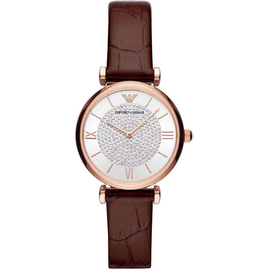 Emporio Armani | Brown Steel and Leather Quartz Watch - McRichard Designer Brands